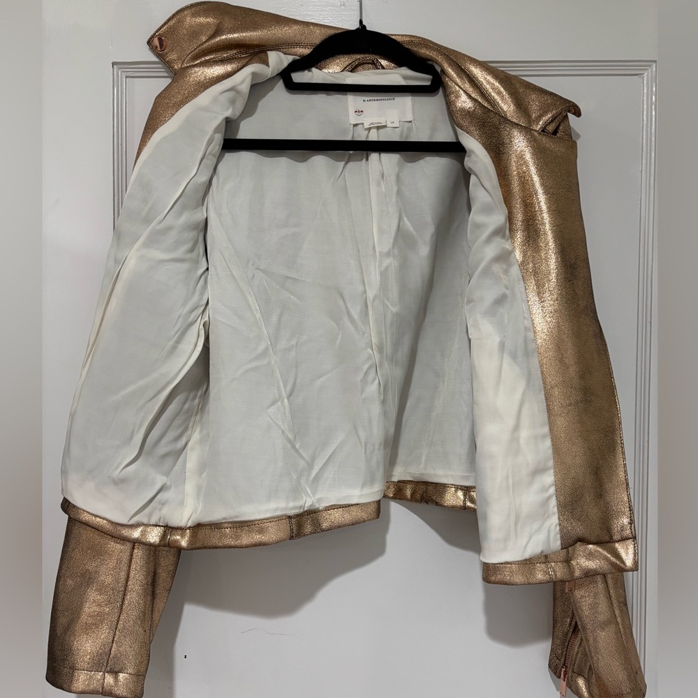 Anthropologie Metallic Bronze Moto Jacket - Picture 12 of 12